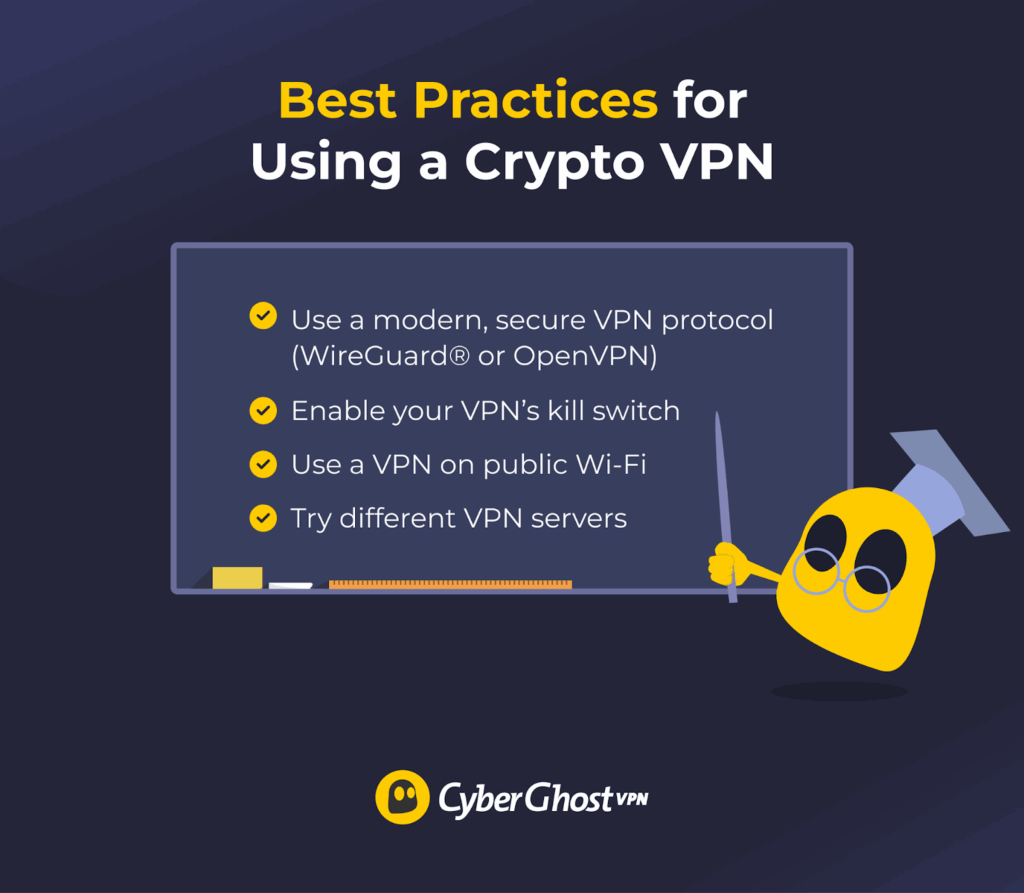 An image showing the best practices for using a crypto VPN.