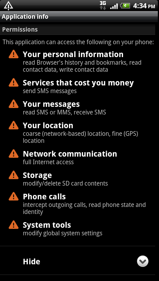 SpyBubble's permissions on a jailbroken phone