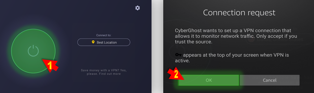 Screenshot of steps to install CyberGhost VPN onto a Firestick