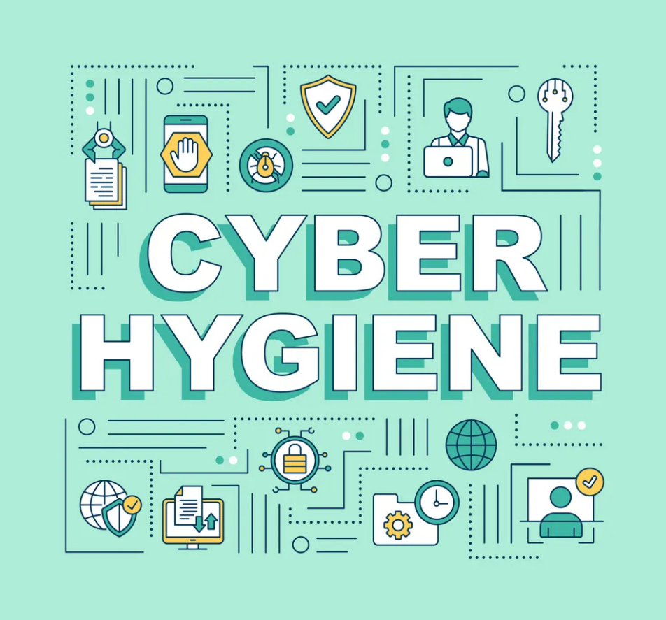 vector image displaying different aspects of cyber hygiene