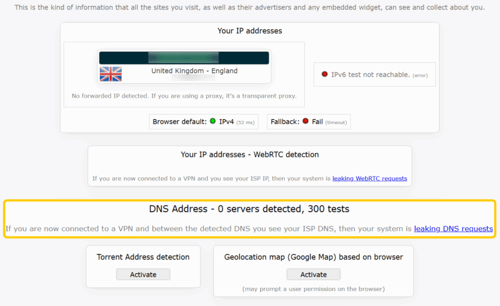 An image showing the process of testing for DNS leaks.