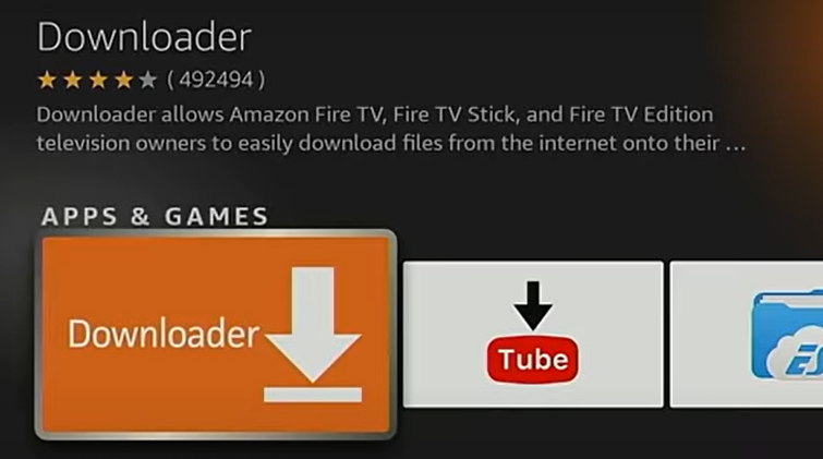 Screenshot of Downloader app on Amazon Firestick