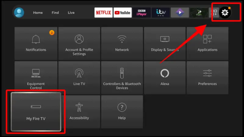 Screenshot of My Fire TV settings on Amazon Fire Stick Home Screen
