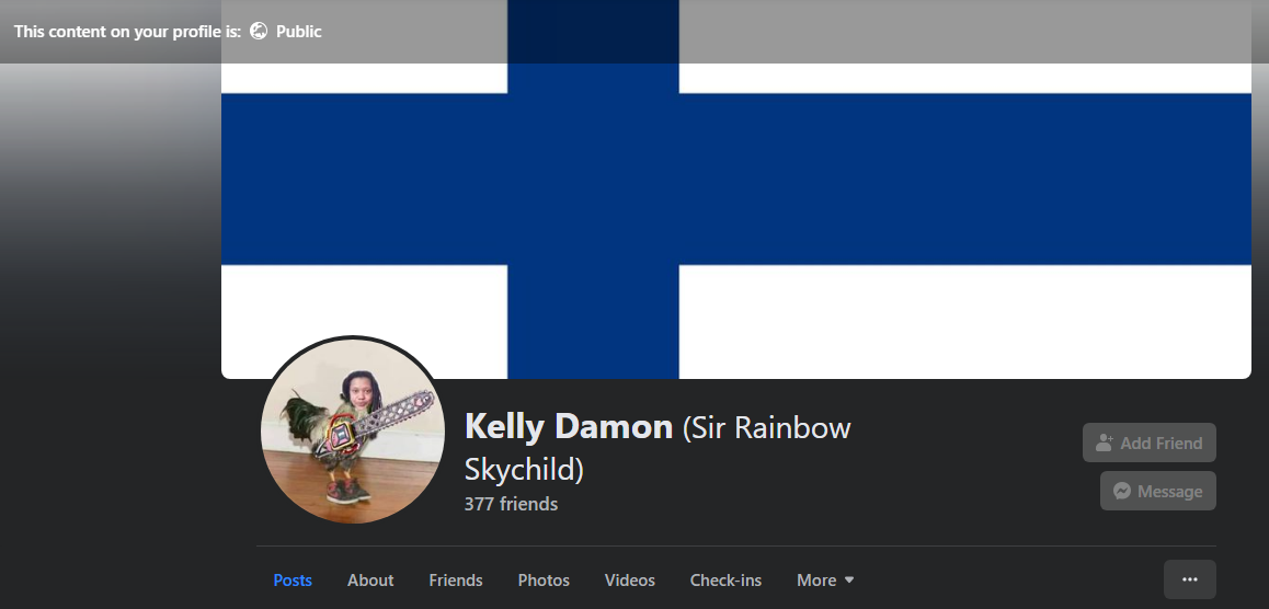 Screenshot of a Facebook profile set to View As Public