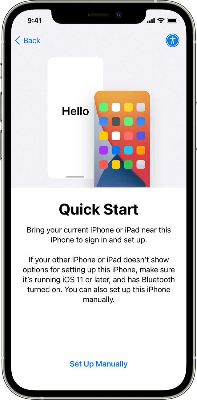 iPhone at Quick Start intro page