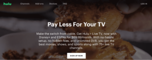 Hulu + Live TV home page