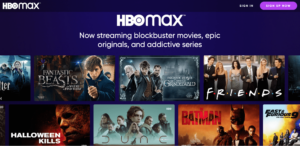 HBO Max home page