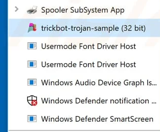 Screenshot of a Trojan infecting an printer app on Windows.
