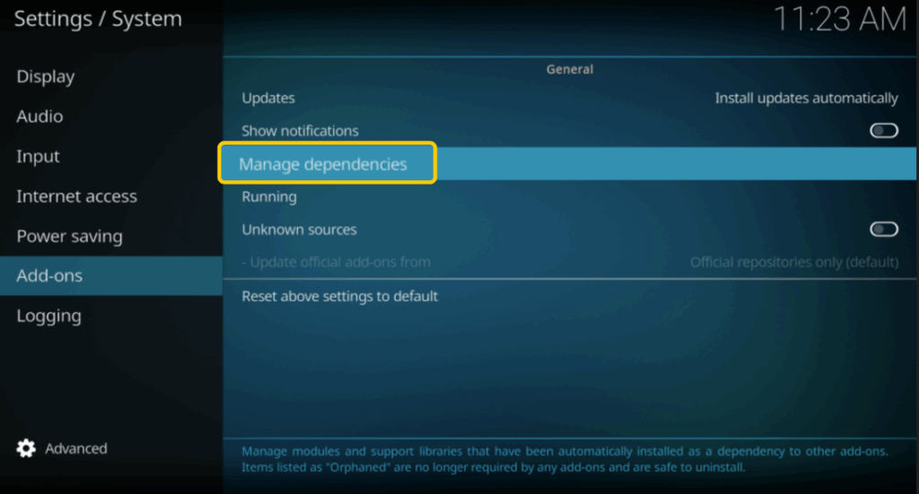 A screenshot of Kodi System settings screen showing how to adjust Real-Debrid settings