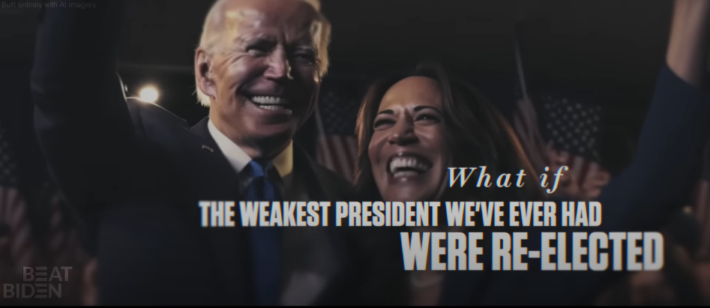 AI-generated image of President Biden and Vice-President Kamala with white text