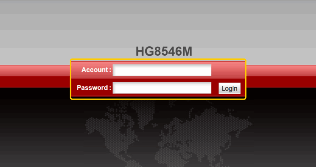 Router login page showing Account and Password fields with a Login button