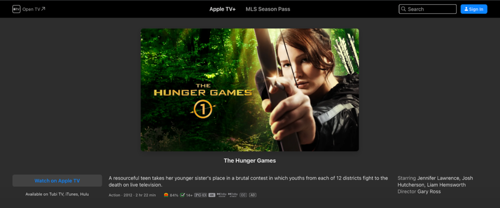 Preview of the Hunger Games on Apple TV Plus