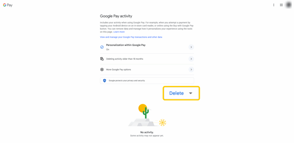 A screenshot of the Google Pay Activity page.