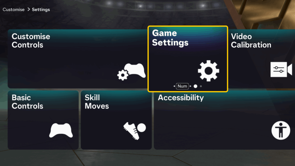 The Settings interface in FIFA 26 with the Game Settings panel highlighted.