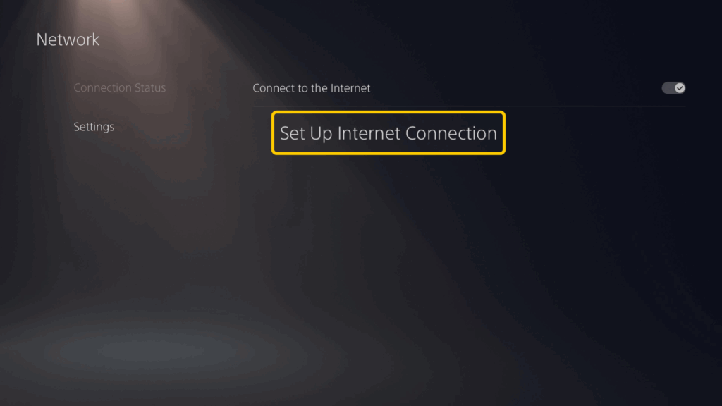 A screenshot of the Network menu on PlayStation 5.