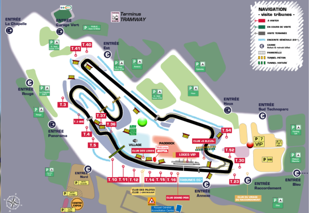 Plan du circuit Bugatti pour le GP Moto France