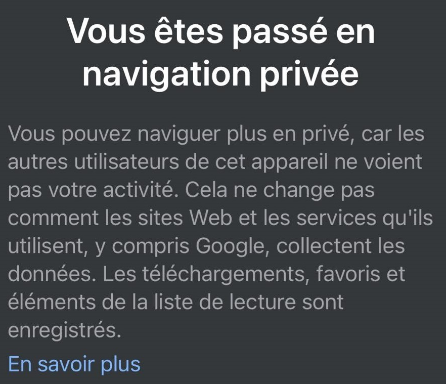 politique navigation privée de Google