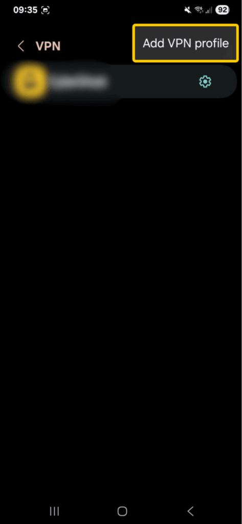 Navigating to the VPN-related settings screen on Android.