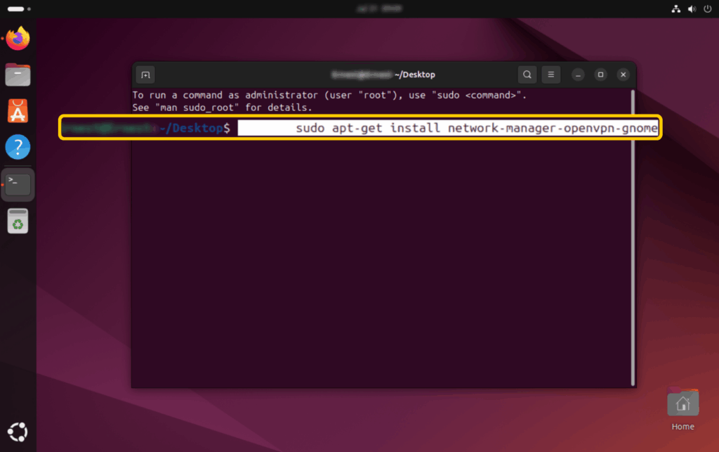 Screenshot showing the Terminal on Linux and highlighting the OpenVPN plugin for NetworkManager.