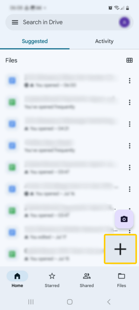 Screenshot of a list of files on Google Drive on Android.