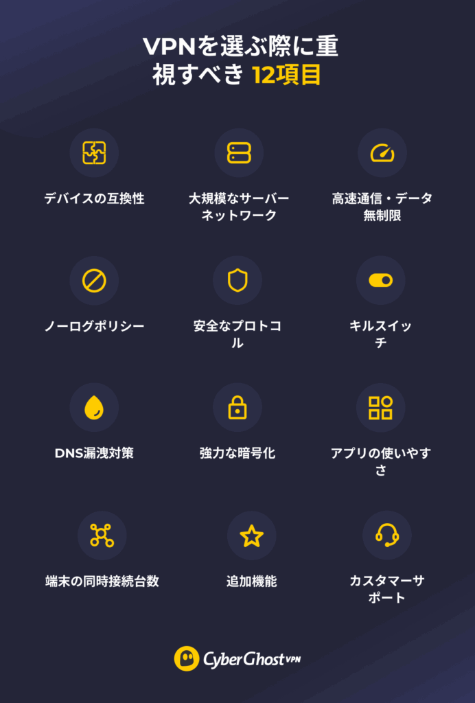 インフォグラフィック：VPNの12の必須機能