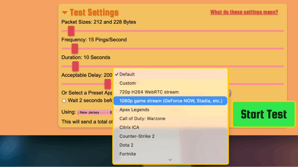 Using Packet Loss Test, a specialized tool that checks for network jitters using template-like tests.