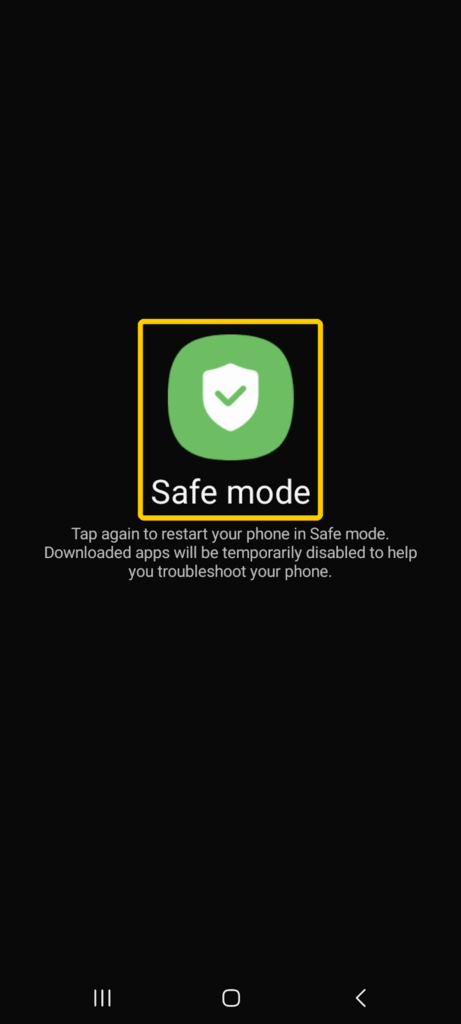 Screenshot of an Android phone restarting in safe mode.