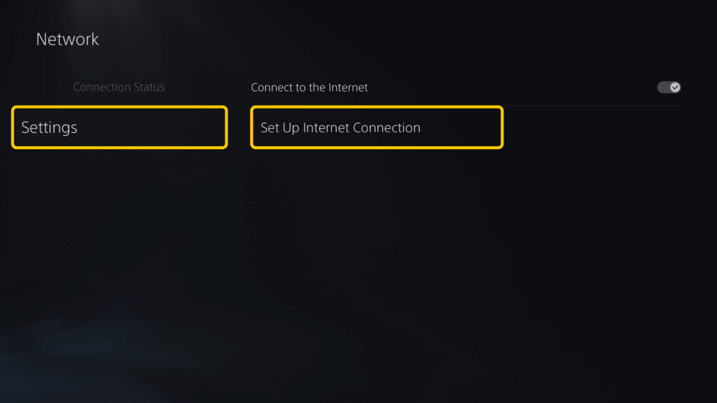Screenshot of PS5 Network Settings menu