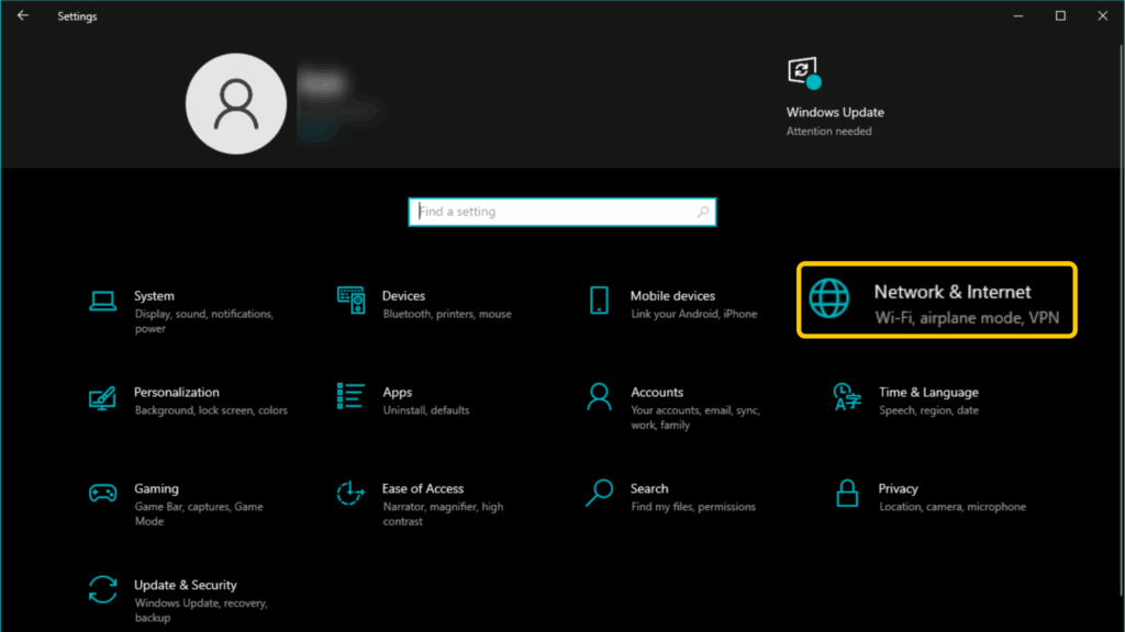 A screenshot of the Windows 10 Settings app.